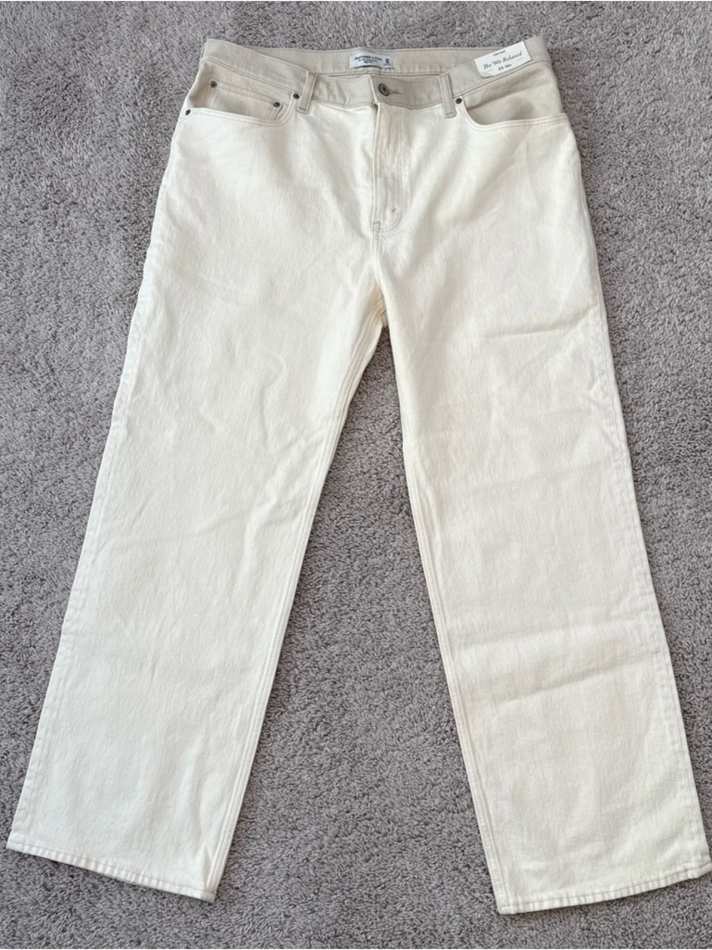 Abercrombie & Fitch 90s Relaxed Jeans Womens Beige High Rise 33 16R NWT